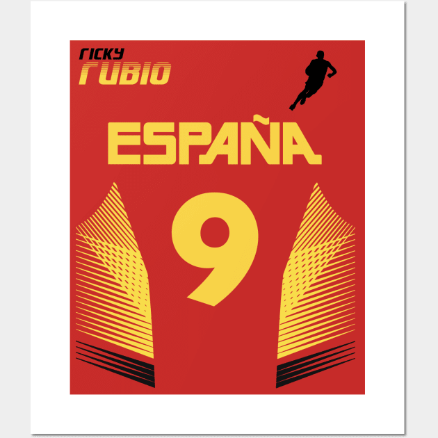 Ricky Rubio Retro Spain Euro National Basketball Fan Art Wall Art by darklordpug